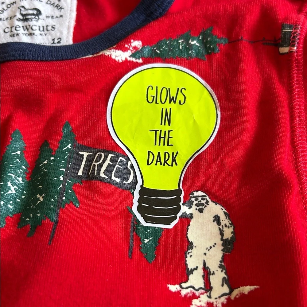 J. Crew Crewcuts Christmas Glow‎ in the Dark Matching Holiday Pajama Set Size 12